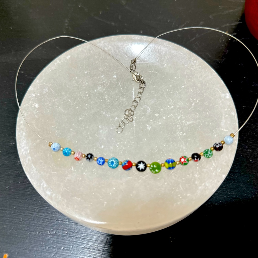 Vintage 90’s Fimo Clay Seed Bead Necklace